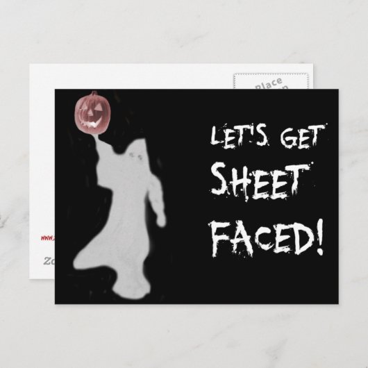 Funny Ghost Kürbislaterne Halloween Postkarte (Vorne/Hinten)