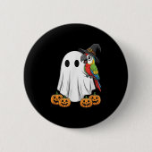 Funny Ghost Parrot Pumpkin Halloween Kids Mens Wom Button (Vorderseite)