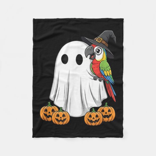 Funny Ghost Parrot Pumpkin Halloween Kids Mens Wom Fleecedecke (Vorderseite)