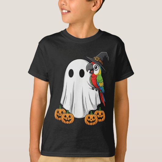 Funny Ghost Parrot Pumpkin Halloween Kids Mens Wom T-Shirt (Vorderseite)