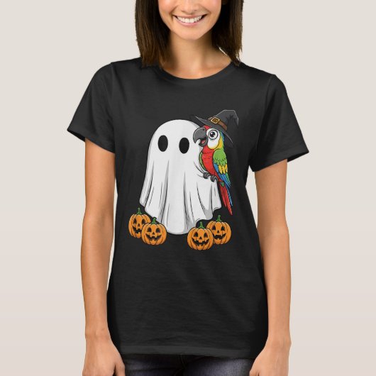 Funny Ghost Parrot Pumpkin Halloween Kids Mens Wom T-Shirt (Vorderseite)