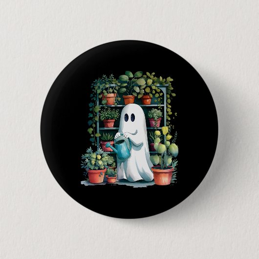 Funny Ghost Pflanze Spooky Season Trick oder Treat Button (Vorderseite)