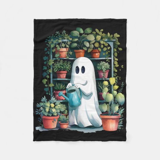 Funny Ghost Pflanze Spooky Season Trick oder Treat Fleecedecke (Vorderseite)