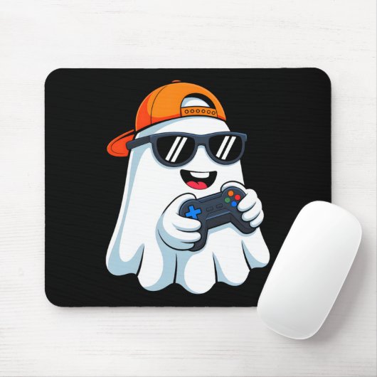 Funny Ghost Playing Video Game Halloween Gaming Bl Mousepad (Mit Mouse)