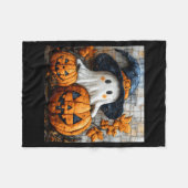Funny Ghost Pumpkin Cute Halloween Patchwork Art Fleecedecke (Vorderseite (Horizontal))