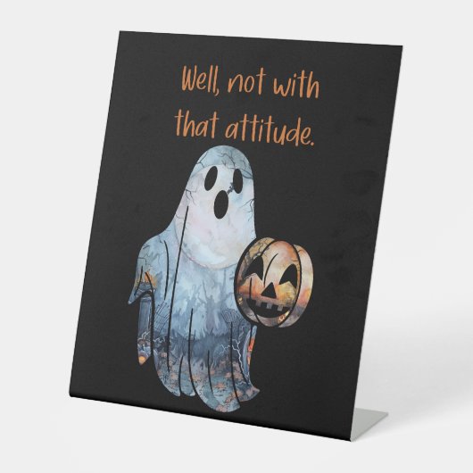 Funny Ghost Pumpkin Halloween Attitude Sockelschild (Vorderseite)
