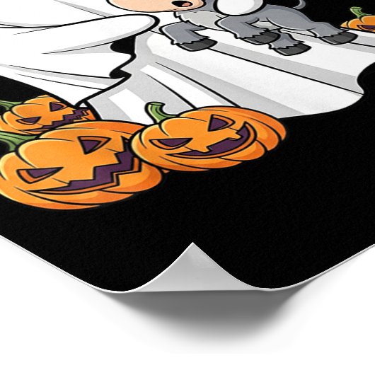 Funny Ghost Pumpkin Halloween Kids Mens Frauen Poster (Ecke)