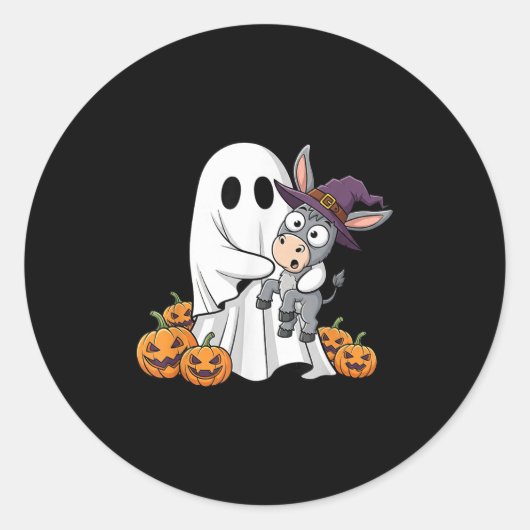 Funny Ghost Pumpkin Halloween Kids Mens Frauen Runder Aufkleber (Vorderseite)