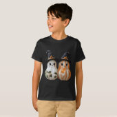 Funny Ghost Pumpkin Niedliches Halloween Patchwork T-Shirt (Vorne ganz)