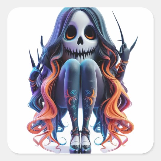Funny Ghost Quadratischer Aufkleber (Vorderseite)