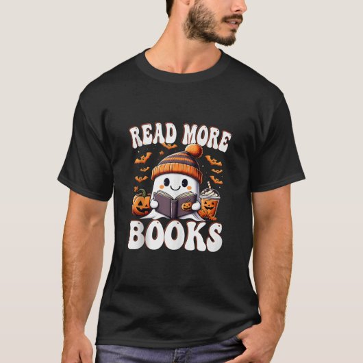 Funny Ghost Read More Books Funny Teacher Hallowee T-Shirt (Vorderseite)