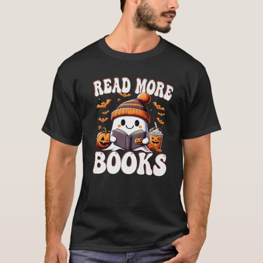 Funny Ghost Read More Books Funny Teacher Hallowee T-Shirt (Vorderseite)