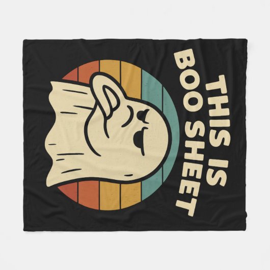 Funny Ghost "This Is Boo Sheet" Retro Halloween Fleecedecke (Vorderseite (Horizontal))