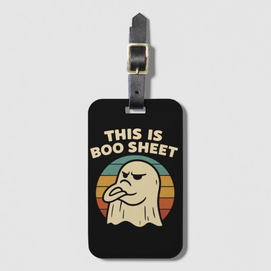 Funny Ghost "This Is Boo Sheet" Retro Halloween Gepäckanhänger (Vorderseite Vertikal)