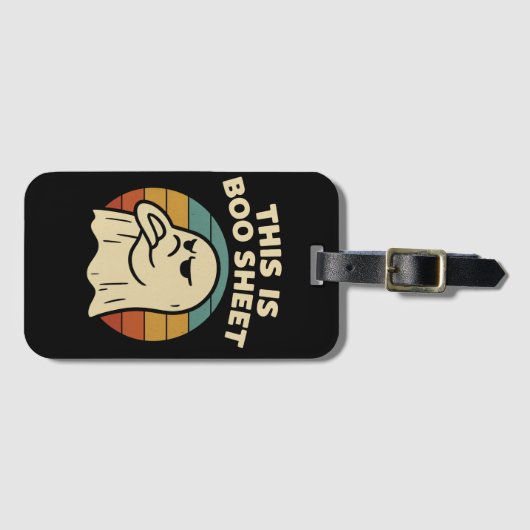 Funny Ghost "This Is Boo Sheet" Retro Halloween Gepäckanhänger (Vorderseite (Horizontal))