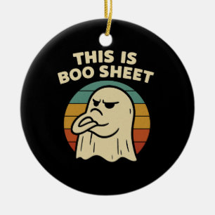 Funny Ghost "This Is Boo Sheet" Retro Halloween Keramik Ornament