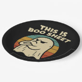 Funny Ghost "This Is Boo Sheet" Retro Halloween Pappteller (Schrägansicht)