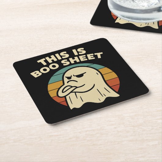 Funny Ghost "This Is Boo Sheet" Retro Halloween Rechteckiger Pappuntersetzer (angewinkelt)