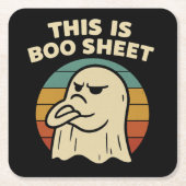 Funny Ghost "This Is Boo Sheet" Retro Halloween Rechteckiger Pappuntersetzer (Vorderseite)