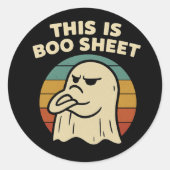 Funny Ghost "This Is Boo Sheet" Retro Halloween Runder Aufkleber (Vorderseite)