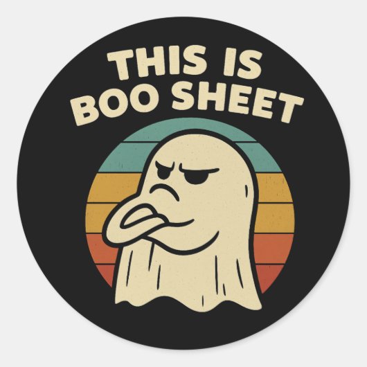 Funny Ghost "This Is Boo Sheet" Retro Halloween Runder Aufkleber (Vorderseite)