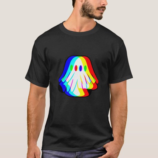 Funny Ghost Trippy Vaporwave Halloween Techno Rave T-Shirt (Vorderseite)