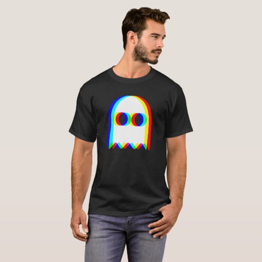 Funny Ghost Trippy Vaporwave Halloween Techno Rave T-Shirt (Vorne ganz)