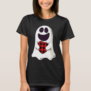 Funny Ghost umugging Red Hearts Karierter Büffel V T-Shirt