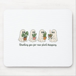 Funny Ghost und gepunktete Pflanze Halloween Boo P Mousepad