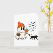 Funny Ghost Walking Cat Ghost Cat Halloween Spooky Karte (Gelbe Blume)