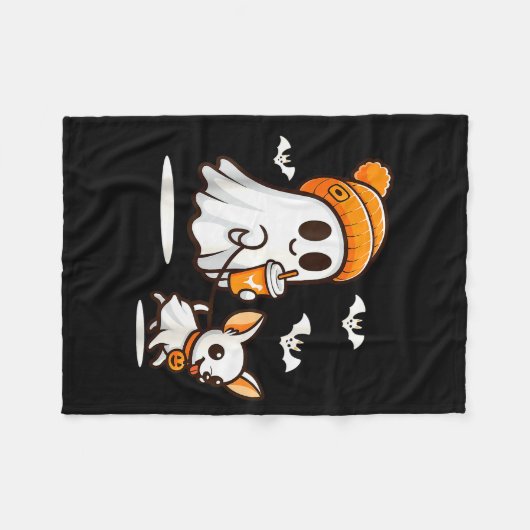 Funny Ghost Walking Chihuahua Dog Halloween Women Fleecedecke (Vorderseite (Horizontal))