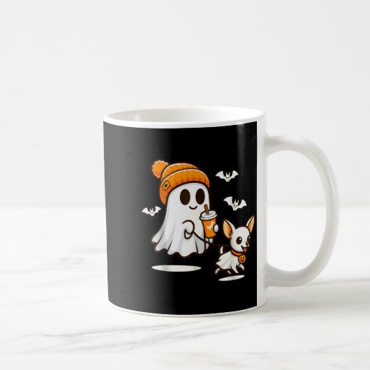 Funny Ghost Walking Chihuahua Dog Halloween Women  Kaffeetasse (Rechts)