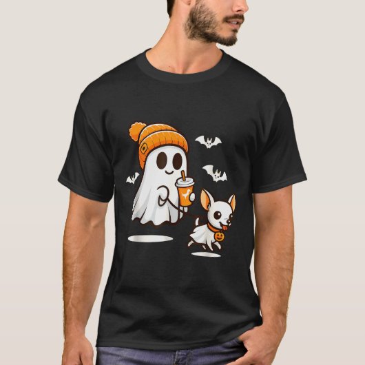 Funny Ghost Walking Chihuahua Dog Halloween Women T-Shirt (Vorderseite)
