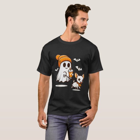 Funny Ghost Walking Chihuahua Dog Halloween Women T-Shirt (Vorne ganz)