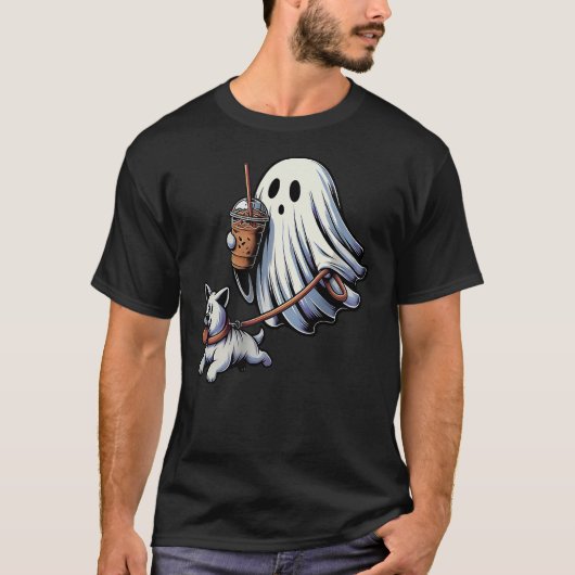 Funny Ghost Walking Dog ghost dog halloween Night T-Shirt (Vorderseite)