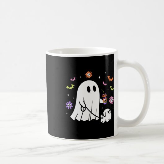 Funny Ghost Walking Dog Spooky Ghost Kaffee Hallow Kaffeetasse (Rechts)