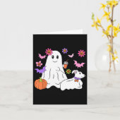 Funny Ghost Walking Dog Spooky Ghost Kaffee Hallow Karte (Gelbe Blume)