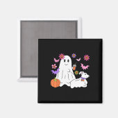 Funny Ghost Walking Dog Spooky Ghost Kaffee Hallow Magnet (Vorderseite/Rückseite)