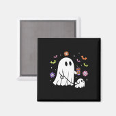 Funny Ghost Walking Dog Spooky Ghost Kaffee Hallow Magnet (Vorderseite/Rückseite)