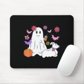 Funny Ghost Walking Dog Spooky Ghost Kaffee Hallow Mousepad (Mit Mouse)