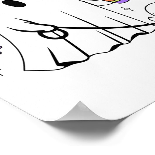 Funny Ghost Walking Dog Spooky Ghost Kaffee Hallow Poster (Ecke)