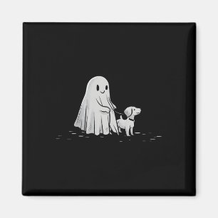 Funny Ghost Walking Dog Spooky Jahreszeit Hallowee Magnet