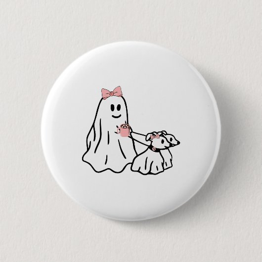 Funny Ghost Walking Dog Spooky Season Halloween Co Button (Vorderseite)