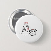Funny Ghost Walking Dog Spooky Season Halloween Co Button (Vorne & Hinten)