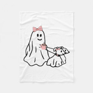 Funny Ghost Walking Dog Spooky Season Halloween Co Fleecedecke