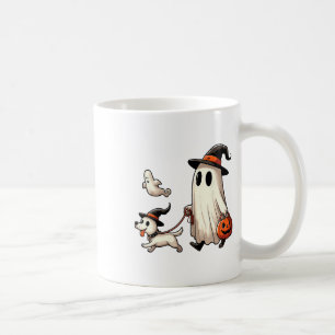 Funny Ghost Walking Dog Spooky Season Halloween Co Kaffeetasse