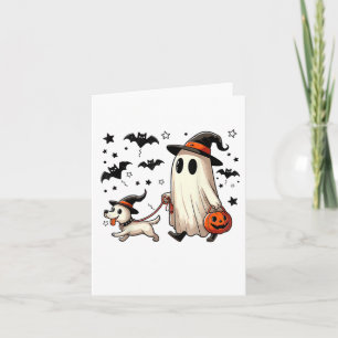 Funny Ghost Walking Dog Spooky Season Halloween Co Karte