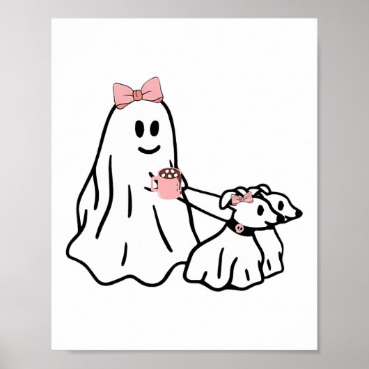 Funny Ghost Walking Dog Spooky Season Halloween Co Poster (Vorne)