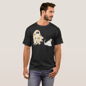 Funny Ghost Walking Dog Spooky Season Halloween Fl T-Shirt (Vorne ganz)