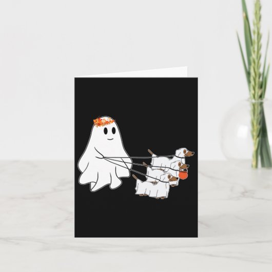 Funny Ghost Walking mit drei Hunde Halloween Fall Karte (Vorderseite)
